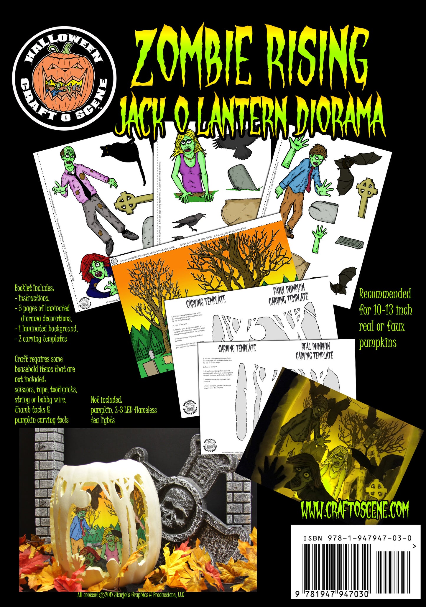 Zombie Rising Halloween Craft O Scene Jack-O-Lantern Diorama booklet