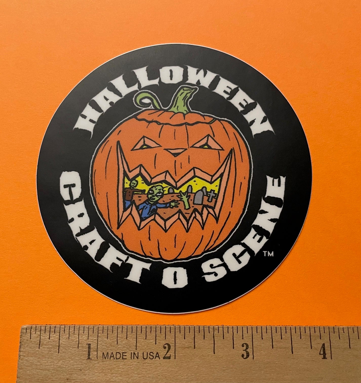 4 inch vinyl sticker Halloween Craft O Scene logo