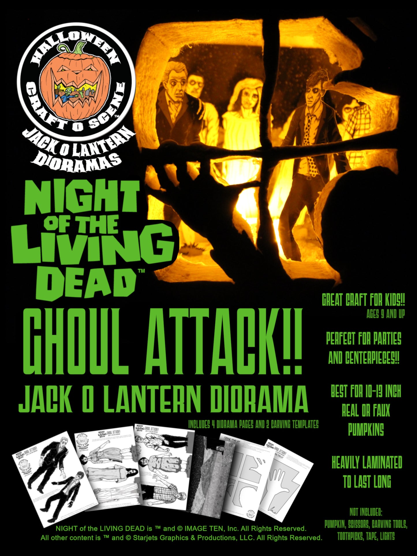 Night of the Living Dead Ghoul Attack!! Halloween Craft O Scene Jack-O-Lantern Diorama packet