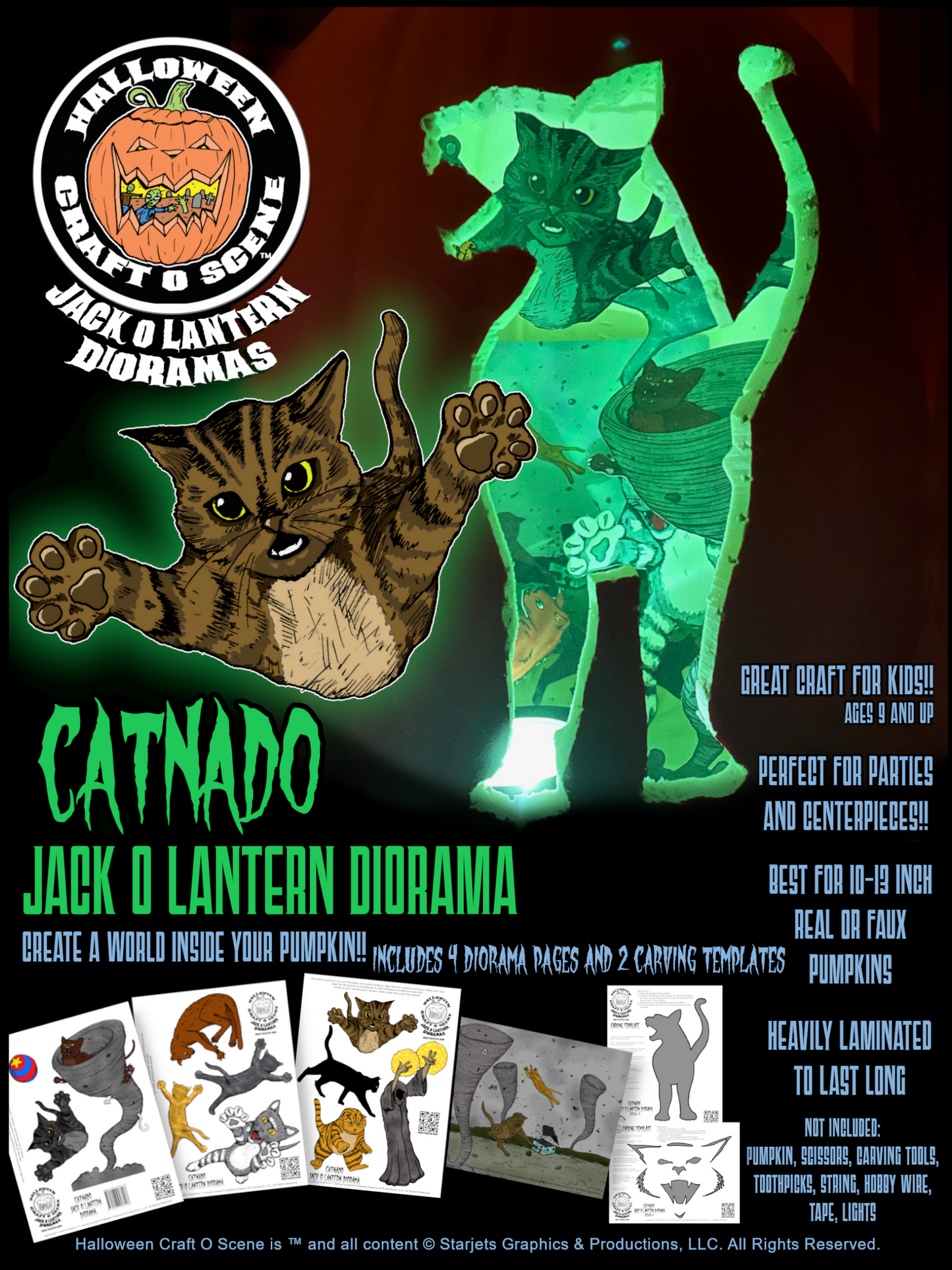 Catnado Halloween Craft O Scene Jack-O-Lantern Diorama packet